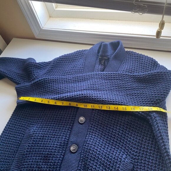 Banana Republic 2023 Relaxed Fit Waffle Cardigan Men Large Blue Grandpa Cotton - Picture 12 of 14